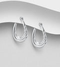 925 Sterling Silver Ridged Hinged-Back Hoop Earrings