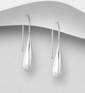 925 Sterling Silver Polished Teardrop Long Wire Hook Drop Earrings