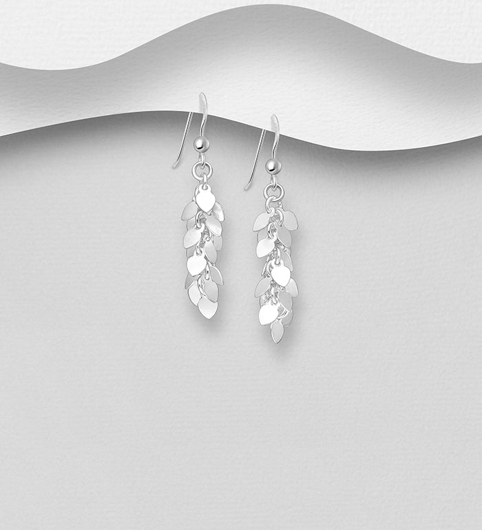925 Sterling Silver Cascading Leaf Drop Earrings