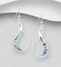 Designer Inspired 925 Sterling Silver Hook Earrings with Abalone Shell