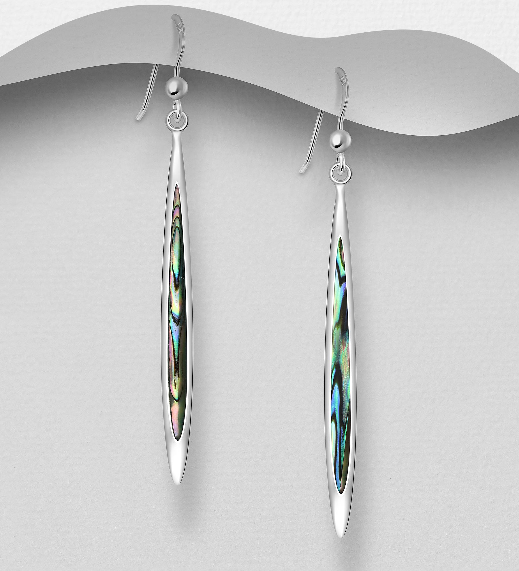 Elegant Hand Crafted 925 Sterling Silver Hook Earrings with Abalone Shell