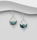 Hand Crafted 925 Sterling Silver Hook Earrings with Abalone Shell