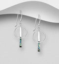 Hand Crafted 925 Sterling Silver Art Deco Inspired Hook Earrings with Abalone Shell