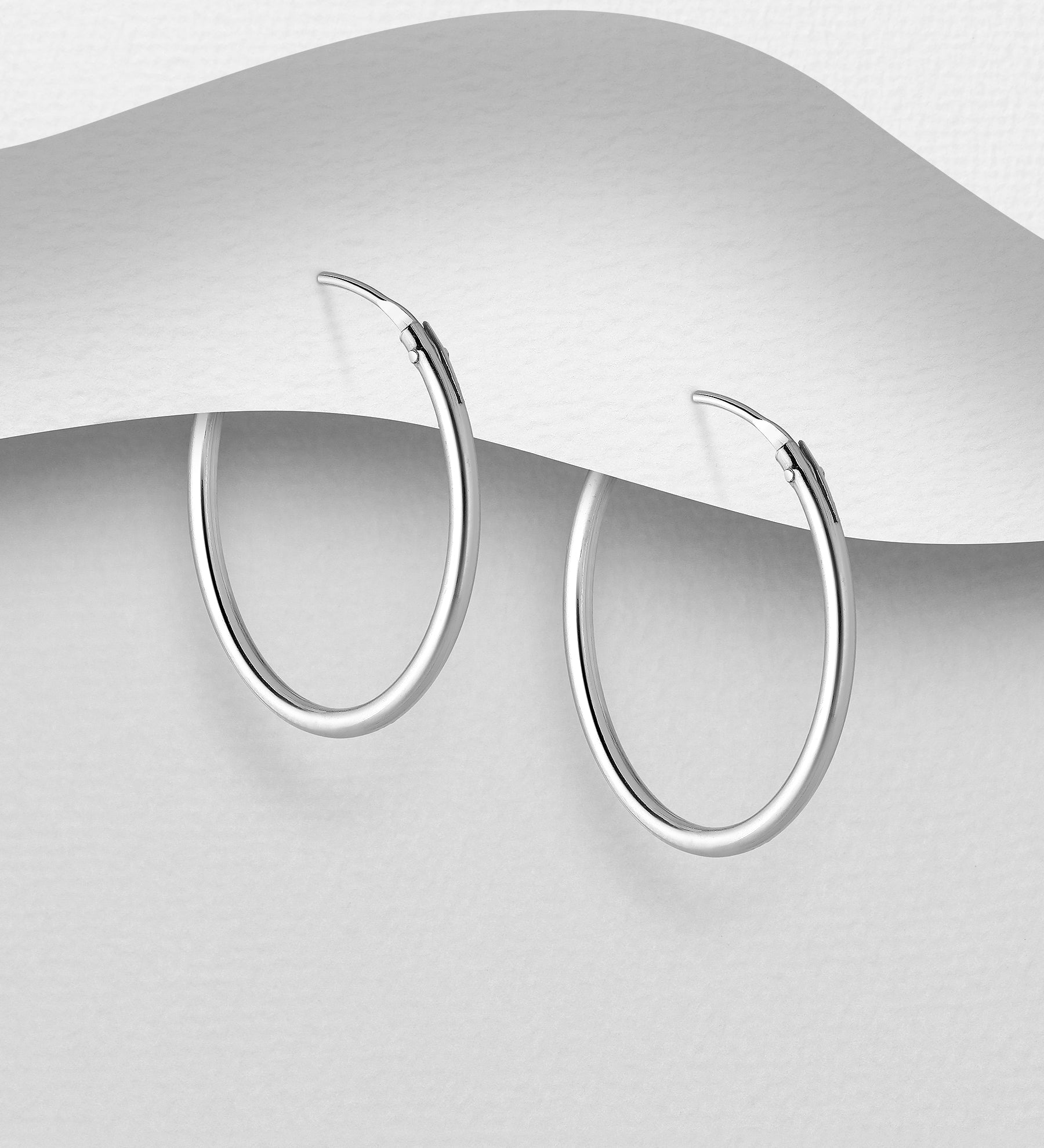 925 Sterling Silver Hoop/Sleepers Earrings - 18mm