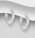 925 Sterling Silver Triple Twist Hoop Earrings