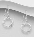 925 Sterling Silver Triple Interlock Circle Hook Earrings