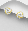 925 Sterling Silver & 18ct Yellow Gold Two Tone Knot Push-Back Earrings -  Classic knot