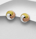 925 Sterling Silver Two Tone Knot Push-Back Earrings with 18ct Gold