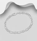 Bold, Classic & Built to Last 925 Sterling Silver Mixed Oval & Round Links Bracelet