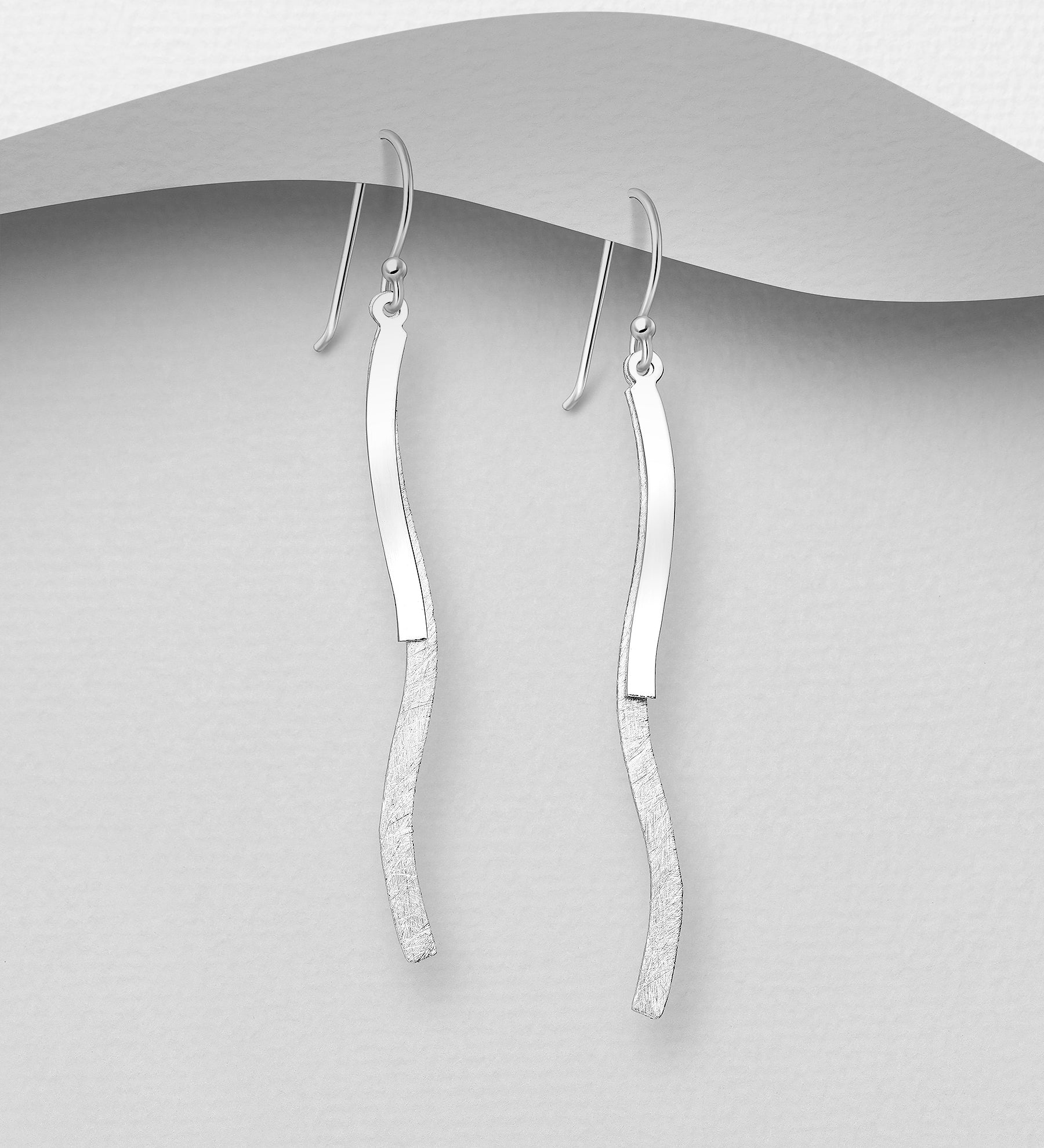 925 Sterling Silver Matte & Polished Hook Drop Earrings
