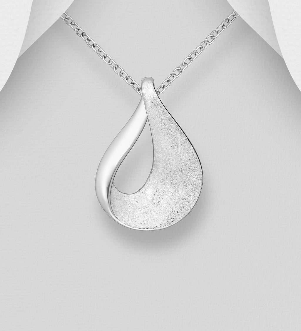 925 Sterling Silver Elegant Matte Pendant & Chain