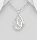 Sterling Silver Matte & Polished Double Teardrop Pendant