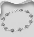 Solid Handcrafted 925 Sterling Silver Oxidised Shell Bracelet