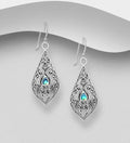 925 Sterling Silver Oxidised Filigree Swirl Hook Earrings with Abalone Shell