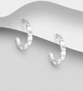 925 Sterling Silver Wavy Geometric Huggie Hoop Earrings