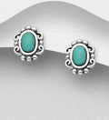 925 Sterling Silver Turquoise & Black Resin Push-Back Earrings
