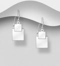 925 Sterling Silver Double Square Drop Earrings