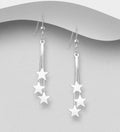925 Sterling Silver Triple Drop Star Hook Earrings - Hand Crafted