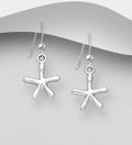925 Sterling Silver Polished Starfish Hook/Drop Earrings