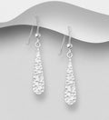 925 Sterling Silver Hammered Elongated Drop Hook Earrings