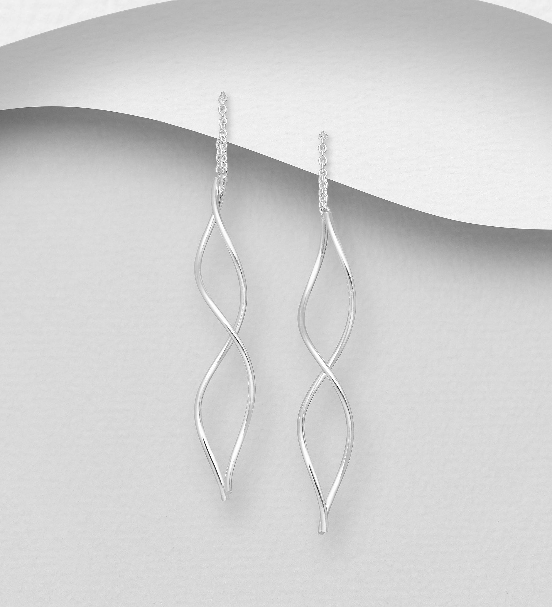 925 Sterling Silver Double Twist Wire Threader Earrings