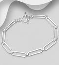 925 Sterling Silver 6mm Paperclip Link Bracelet with Toggle Clasp
