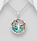 925 Sterling Silver Abalone Tree of Life Pendant & Chain – 18 mm