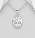 925 Sterling Silver Mother of Pearl Tree of Life Pendant & Chain