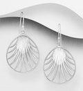 A beautifully crafted pair of 925 sterling silver drop earrings shaped into elegant  seashells