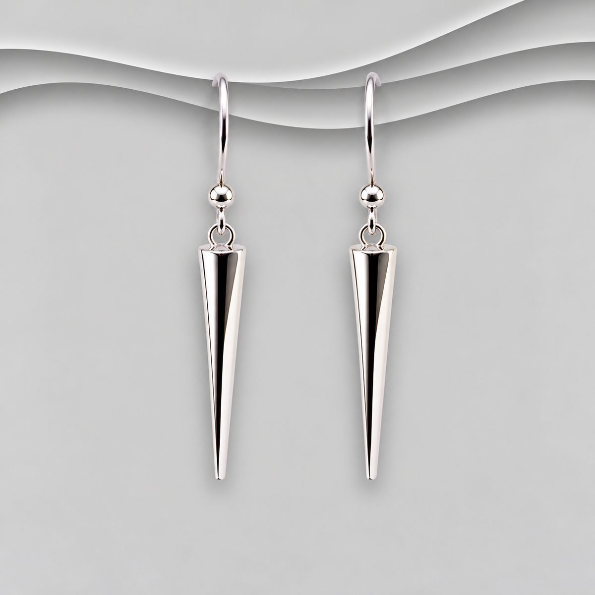 925 Sterling Silver Elegant Polished Tapered Drop Earrings