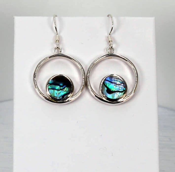 Abalone Shell 925 Sterling Silver Round Hook Earrings  Ocean-Inspired Elegance