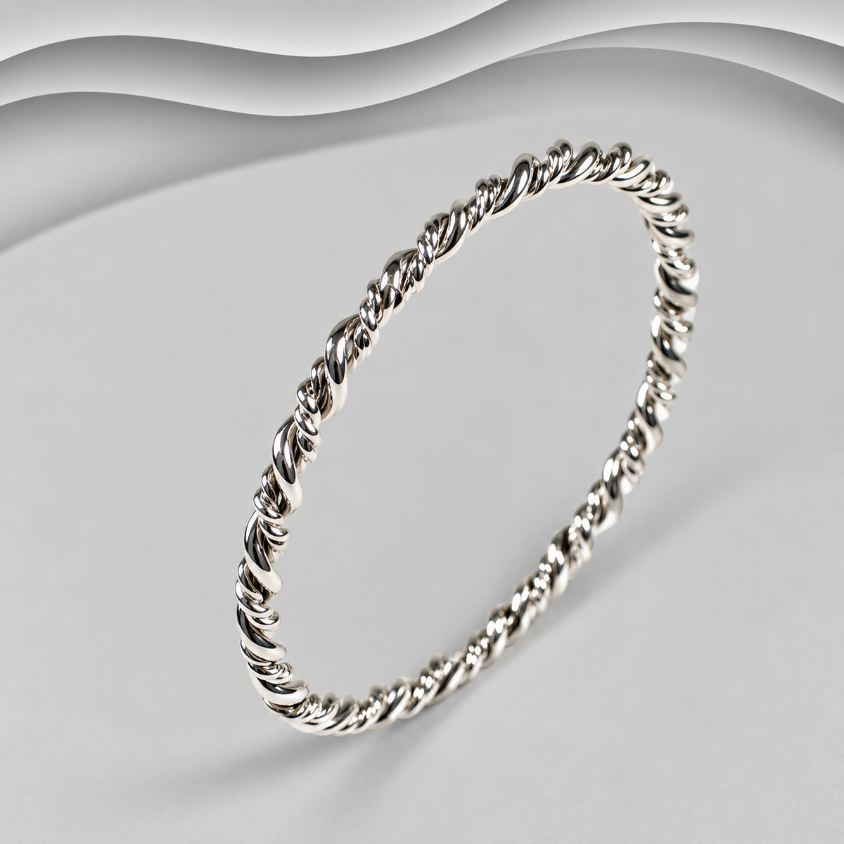 Solid Hand Crafted  925 Sterling Silver Rope Twist Bangle - A Bangle Designed To Be Noticed.