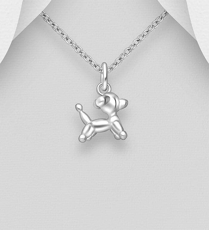 Adorable Balloon Dog Pendant & Chain Made of 925 Sterling Silver