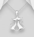 Adorable Love Cats Pendant & Chain in 925 Sterling Silver