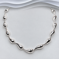 Hand Crafted Solid 925 Sterling Silver Polished Teardrop Link Necklace with T-Bar Clasp