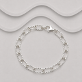 Shiny & Textured Oblong Link Bracelet | 925 Sterling Silver