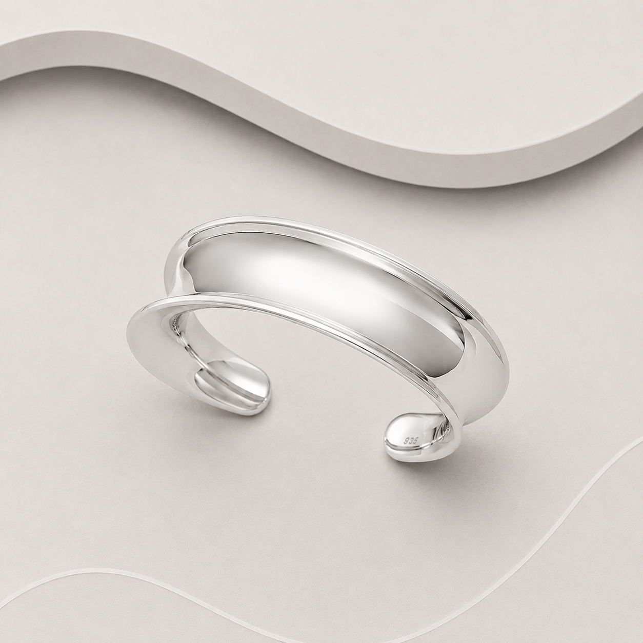 925 Sterling Silver Solid Hand-Made Infinity Cuff Bangle | Ref: Infin32