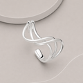925 Sterling Silver Multi Twisted Effect Contemporary Cuff Bangle