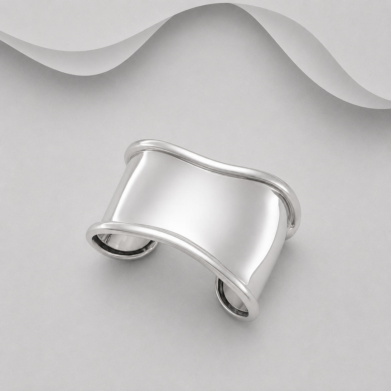 925 Solid Sterling Silver Handcrafted Tiffany-Inspired Cuff Bangle — Exclusive Design
