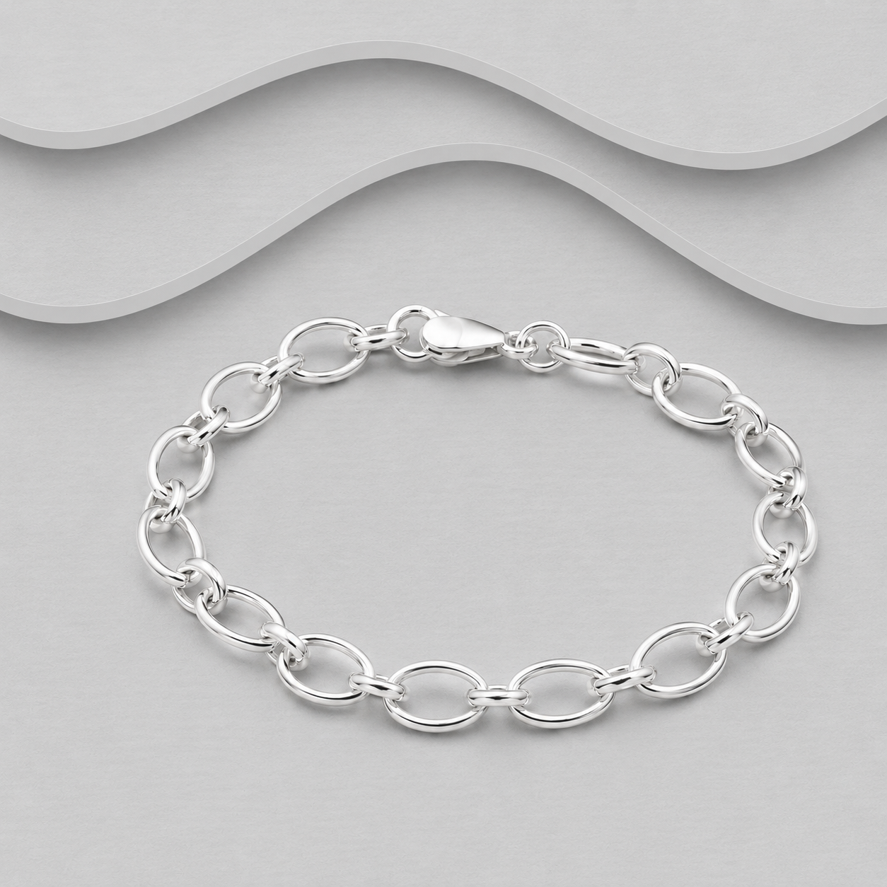 925 Sterling Silver Oval Polished Link Bracelet | 5mm | 18cm