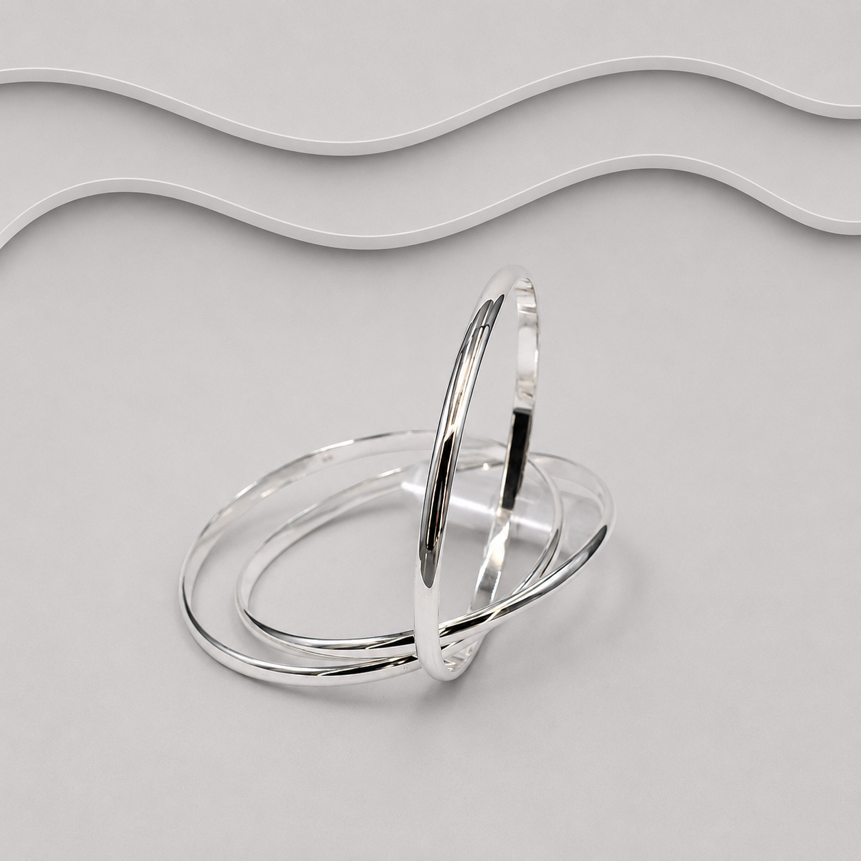 Sold 925 Sterling Silver Plain Solid 4 mm Wide Russian Bangle