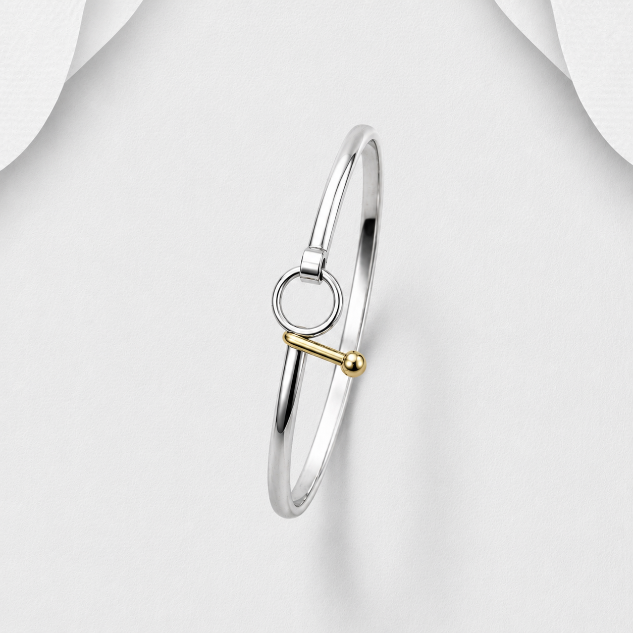 925 Sterling Silver Two Tone Bangle with 18ct Gold Twist Element - Available in: Pink Gold or Yellow Gold