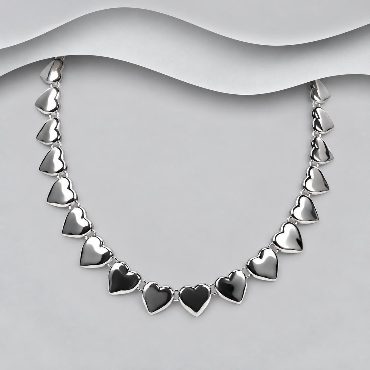 925 Sterling Silver Designer Heart Necklace - 18"