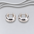 Pair of polished 925 sterling silver chunky huggie hoop earrings with hinged fastenings