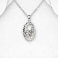 925 Sterling Silver Oval Filigree Polished Pendant & Chain — Exclusive