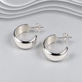 Solid 925 Sterling Silver Plain Polished Hoop Earrings - Classic