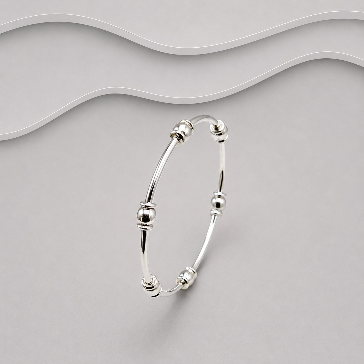 925 Sterling Silver Very Solid Round Designer Inspired Bangle - Exclusive