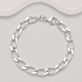 925 Sterling Silver Oblong Flat Chamfered Links Bracelet