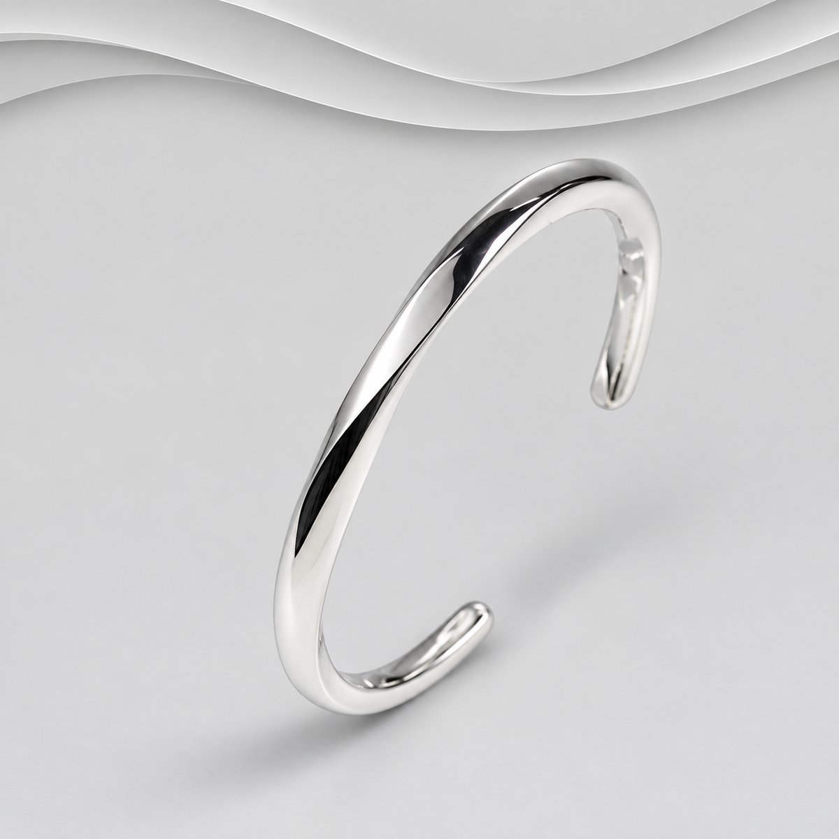 Exclusive Handcrafted 925 Sterling Silver Solid Twisted Open Cuff Bangle - Unisex