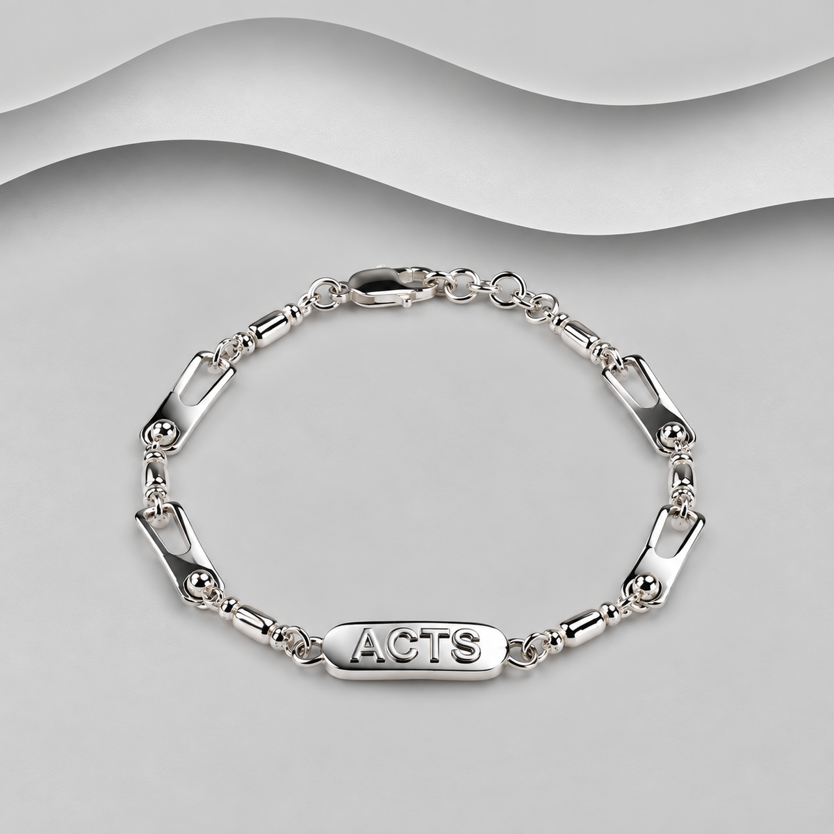 925 Sterling Silver ACTS Christian Link Bracelet